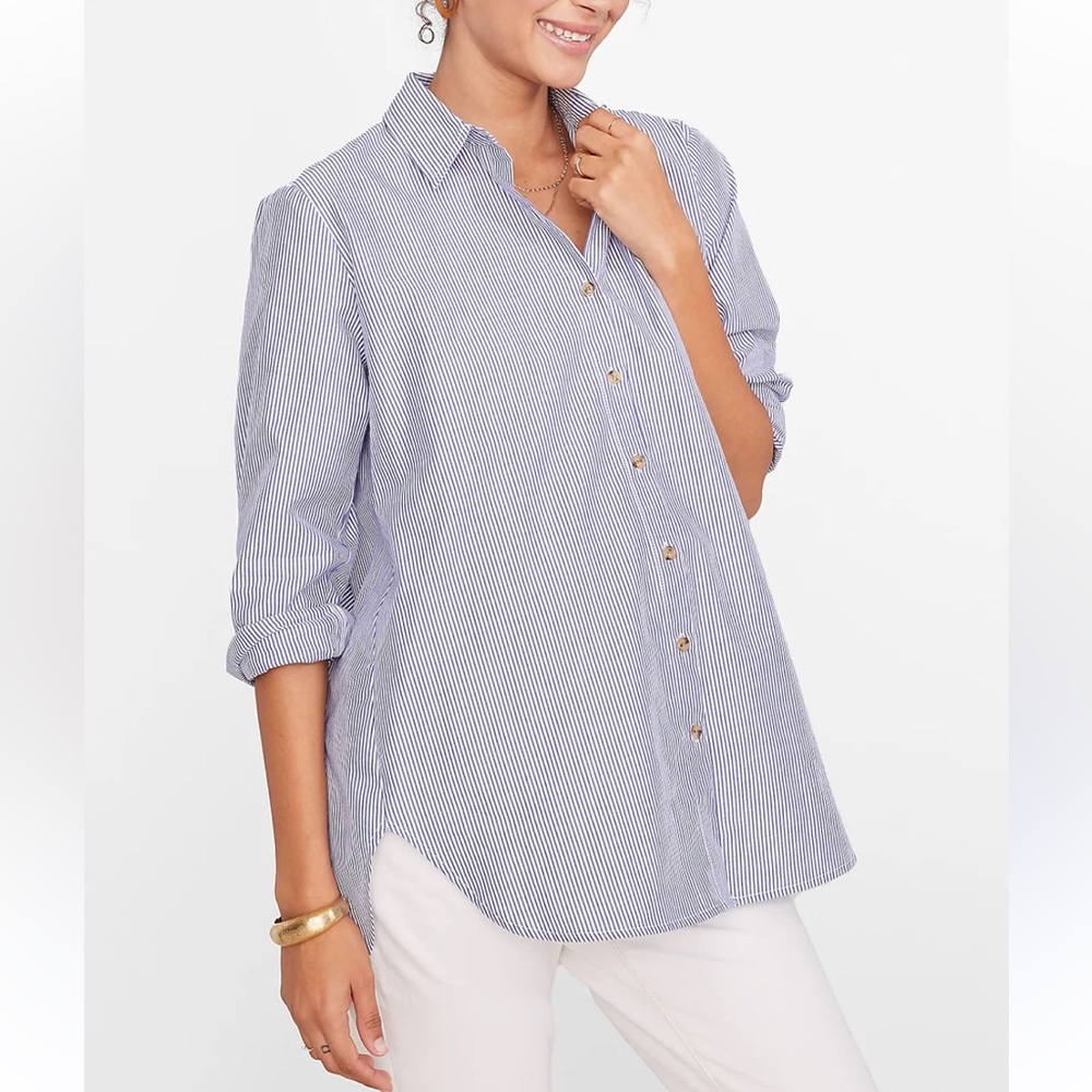 HATCH Maternity Classic Stripe Button Front Long Sleeve Top Women's 2
